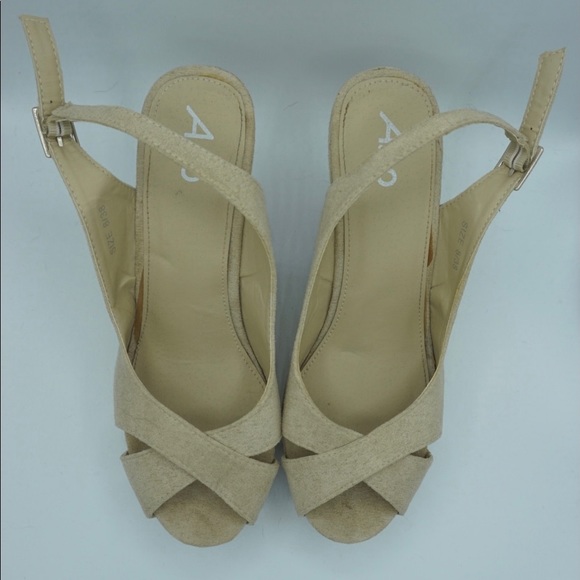 Beige Microseude Wedges - Picture 3 of 4